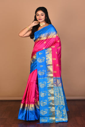 Pink Pure Silk Saree with Blouse Piece - Keya Seth Exclusive