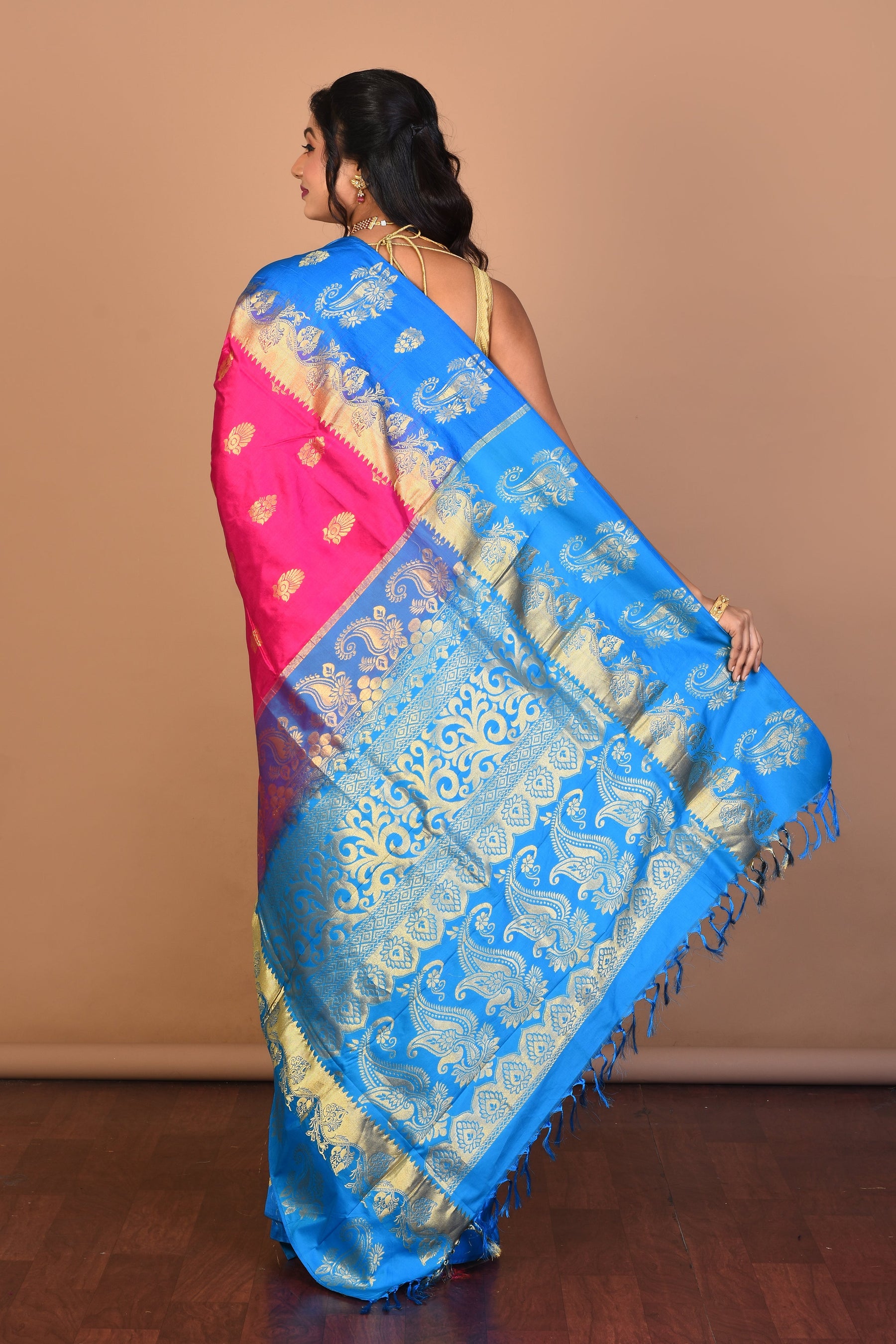 Pink Pure Silk Saree with Blouse Piece - Keya Seth Exclusive