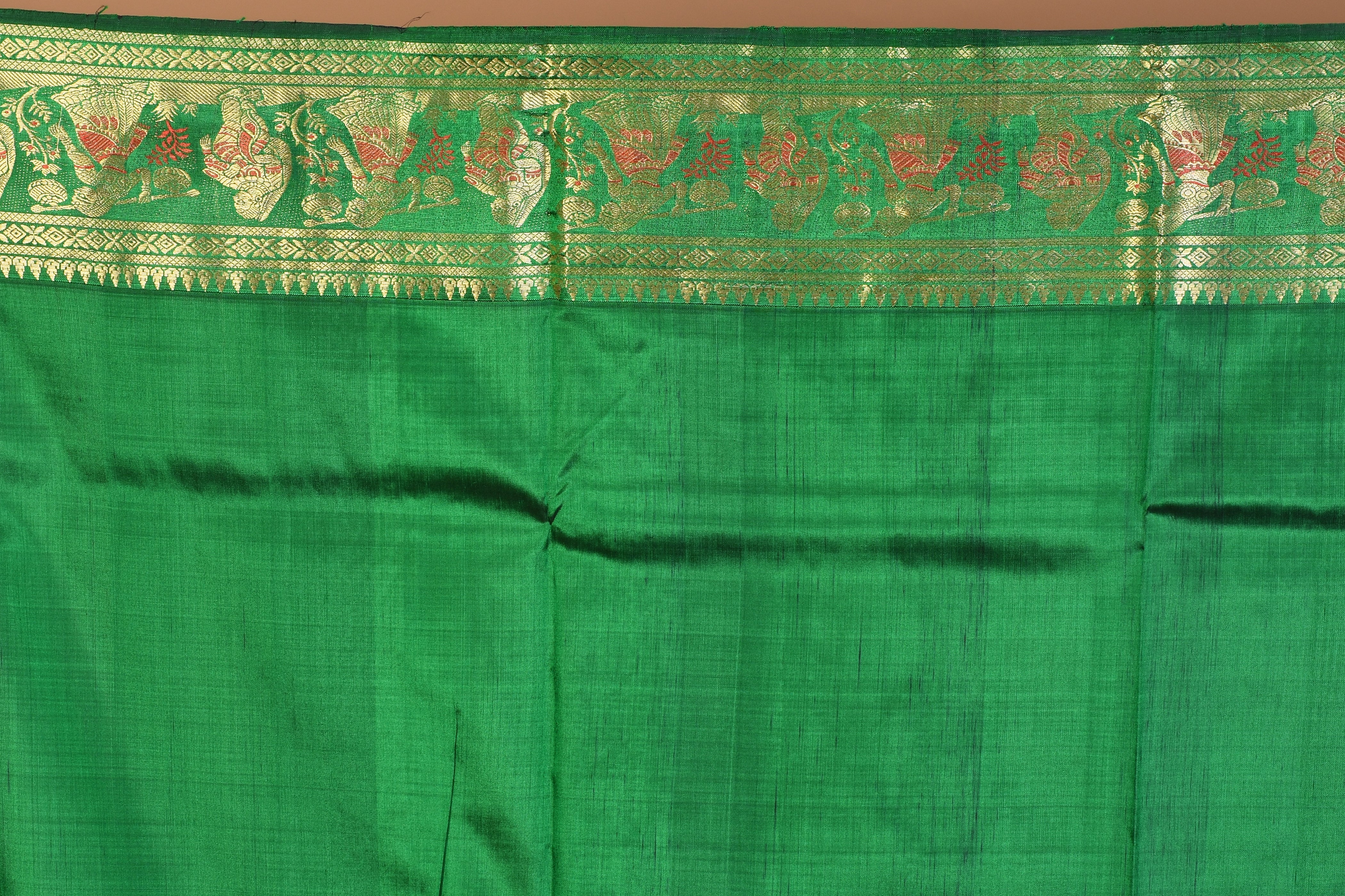 Green Pure Silk Saree with Blouse Piece - Keya Seth Exclusive