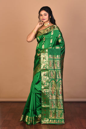 Green Pure Silk Saree with Blouse Piece - Keya Seth Exclusive