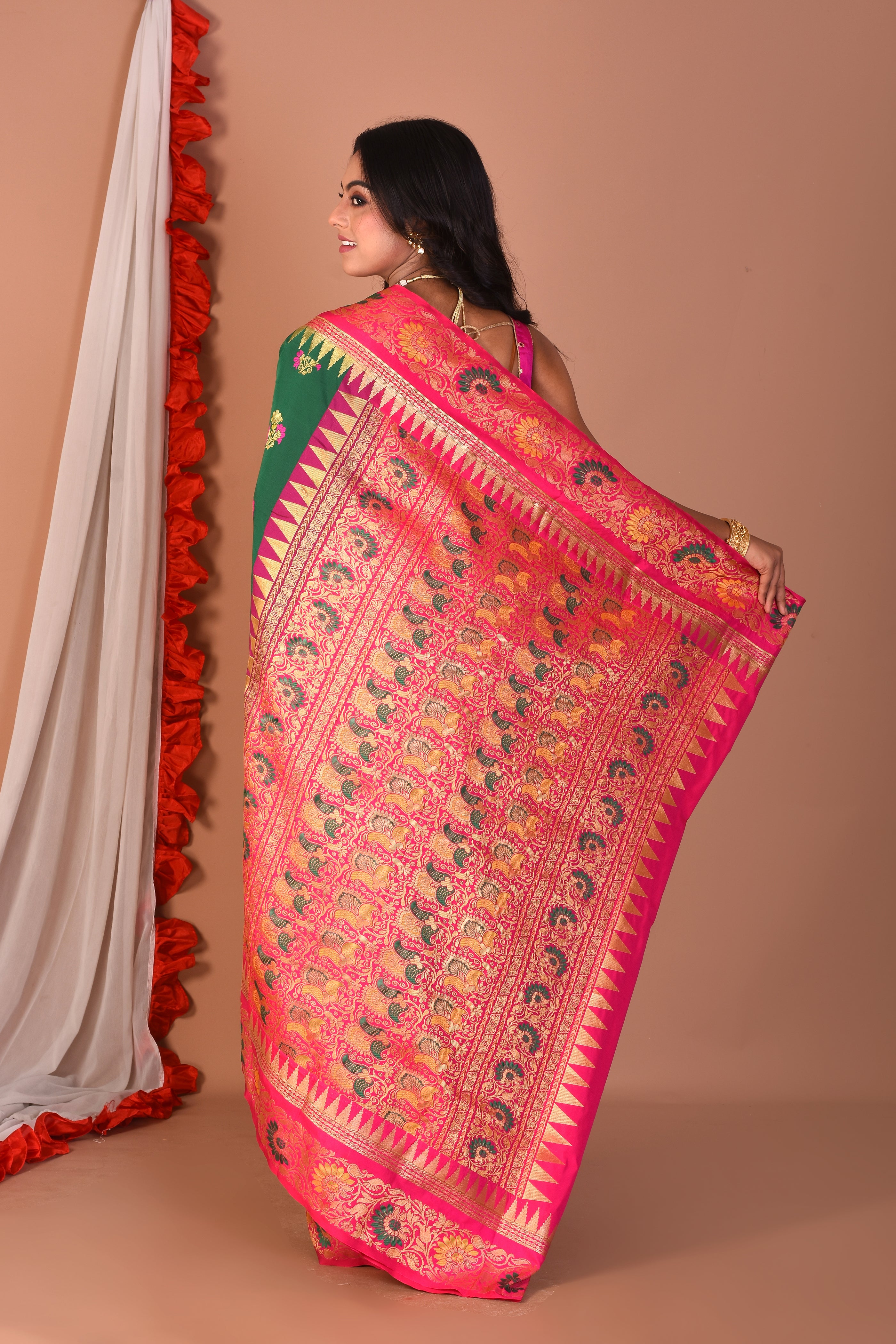 Bottle Green Blended Paithani Silk Saree - Keya Seth Exclusive