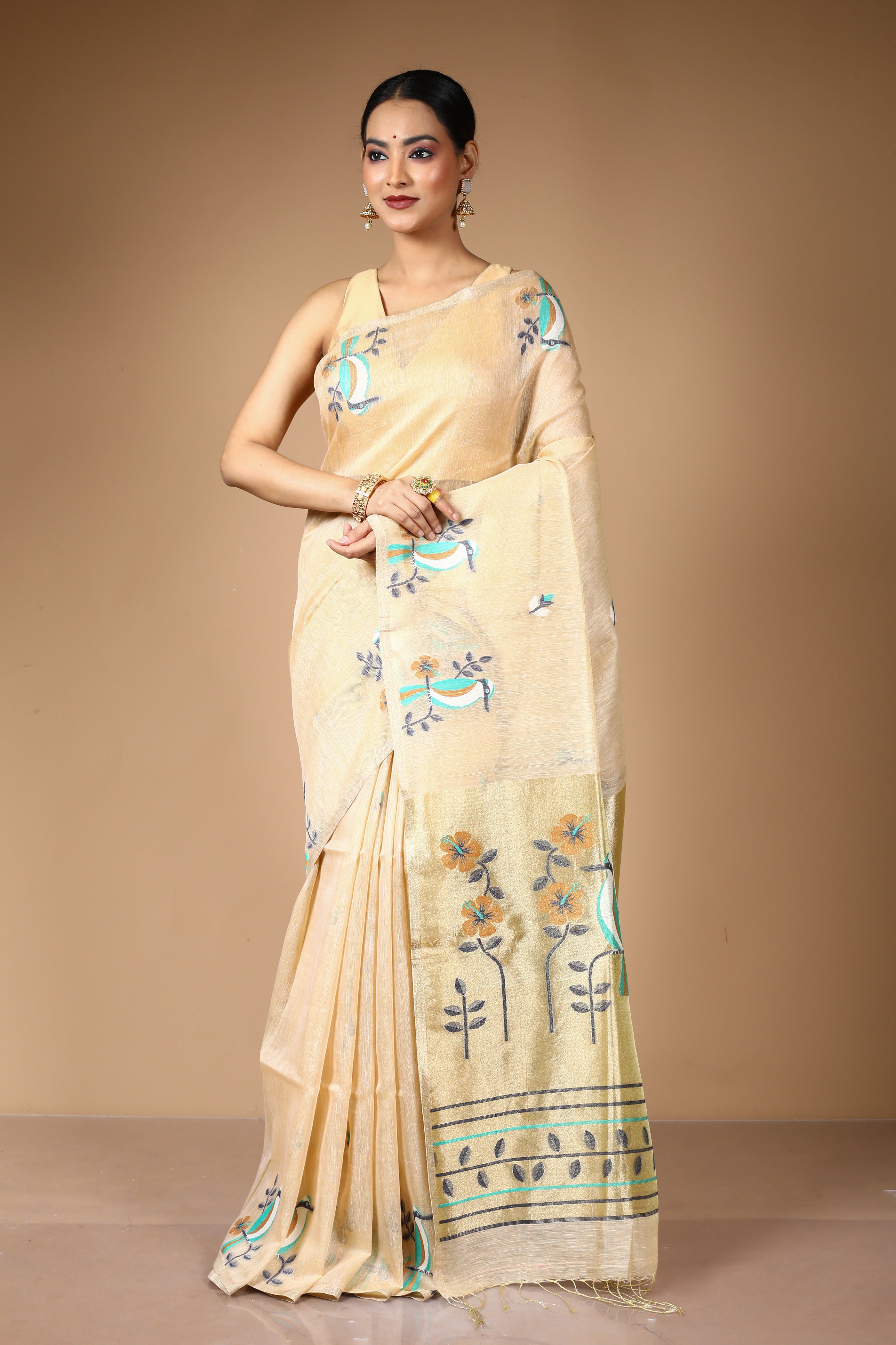 Offwhite Tussar Saree