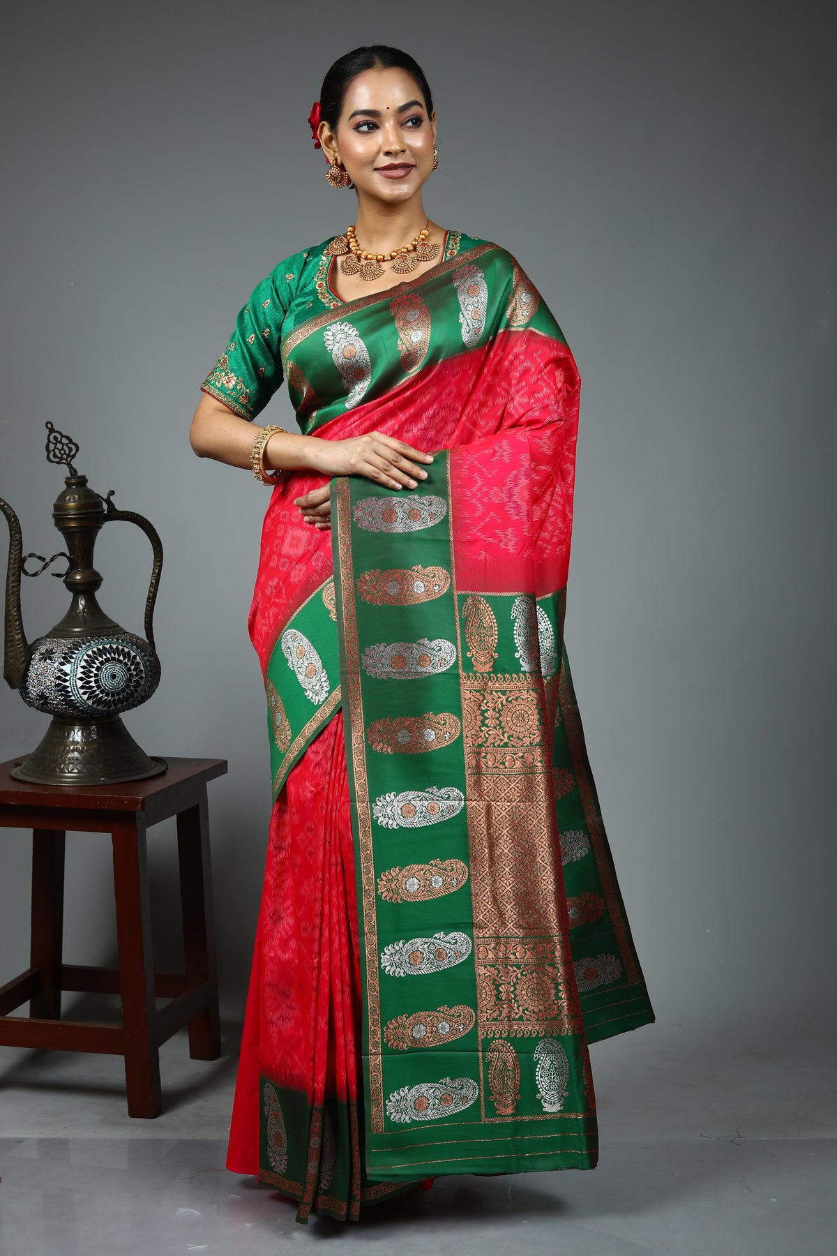 Pink Blended Mashru Silk Saree