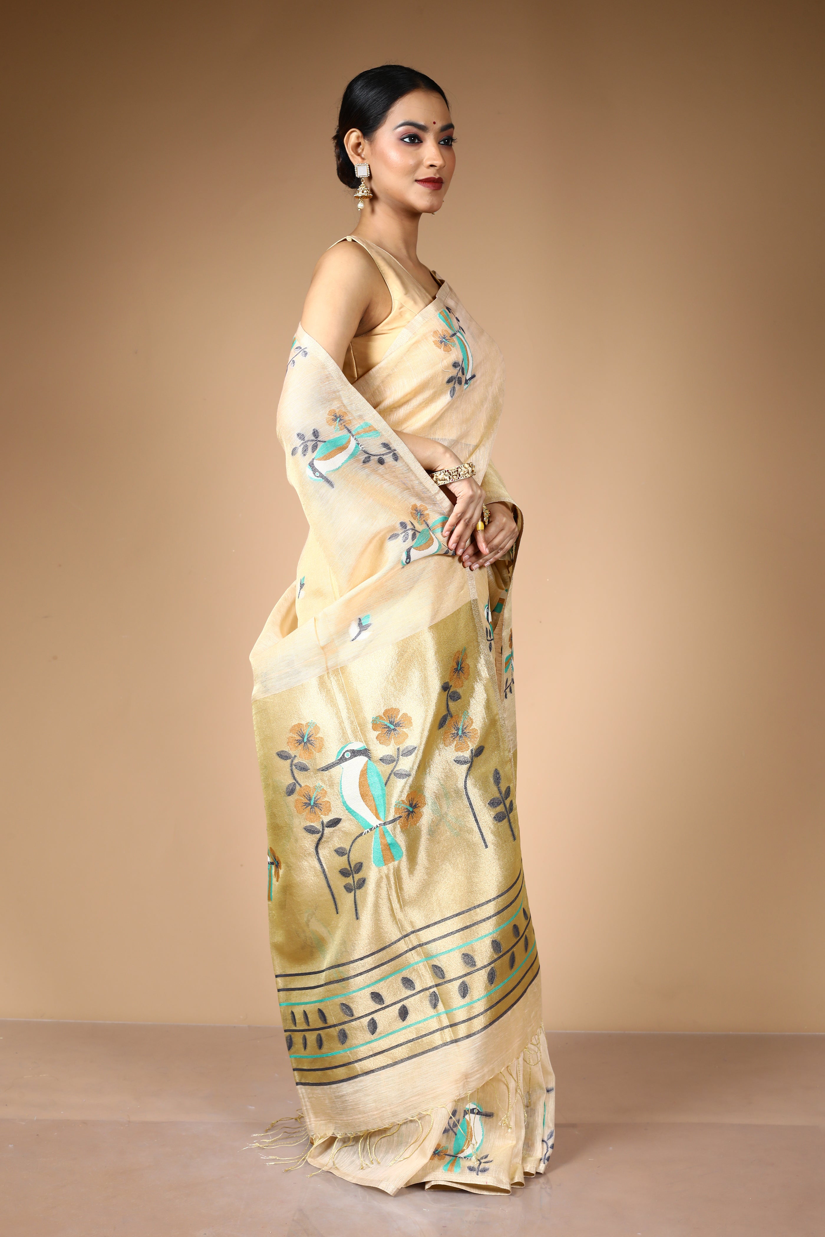Offwhite Tussar Saree