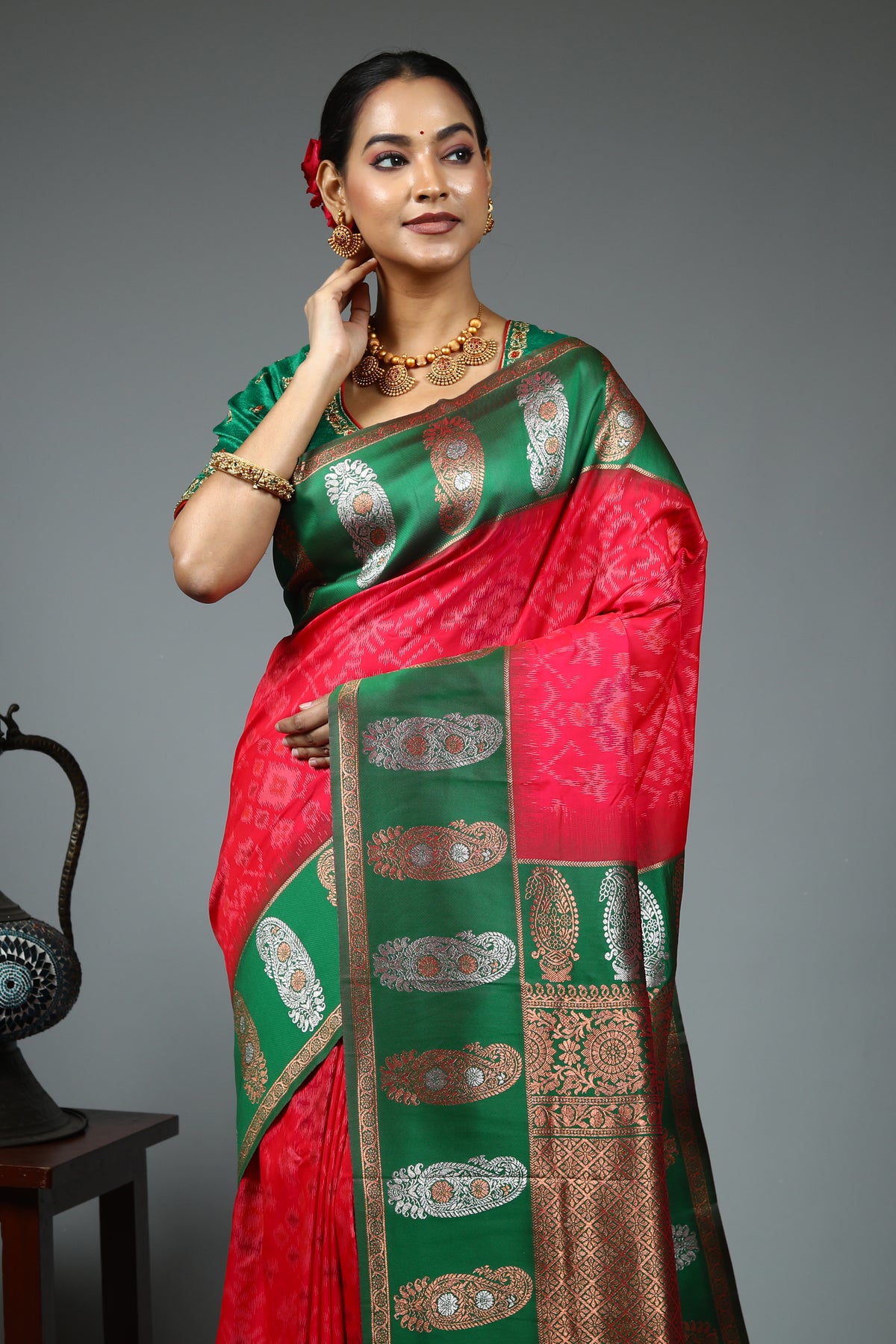 Pink Blended Mashru Silk Saree