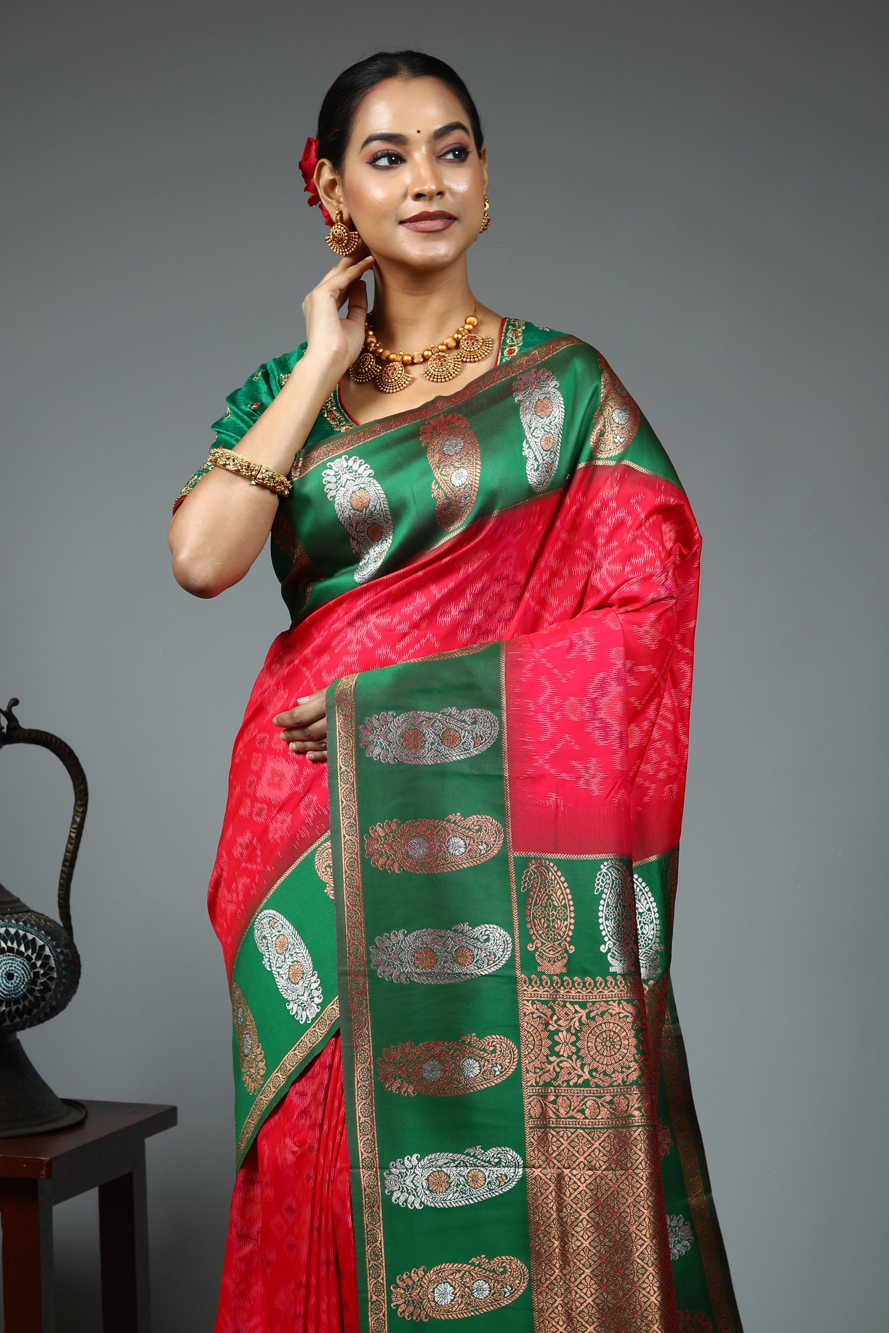Pink Blended Mashru Silk Saree