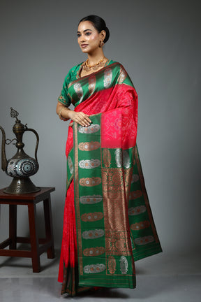 Pink Blended Mashru Silk Saree