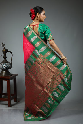 Pink Blended Mashru Silk Saree