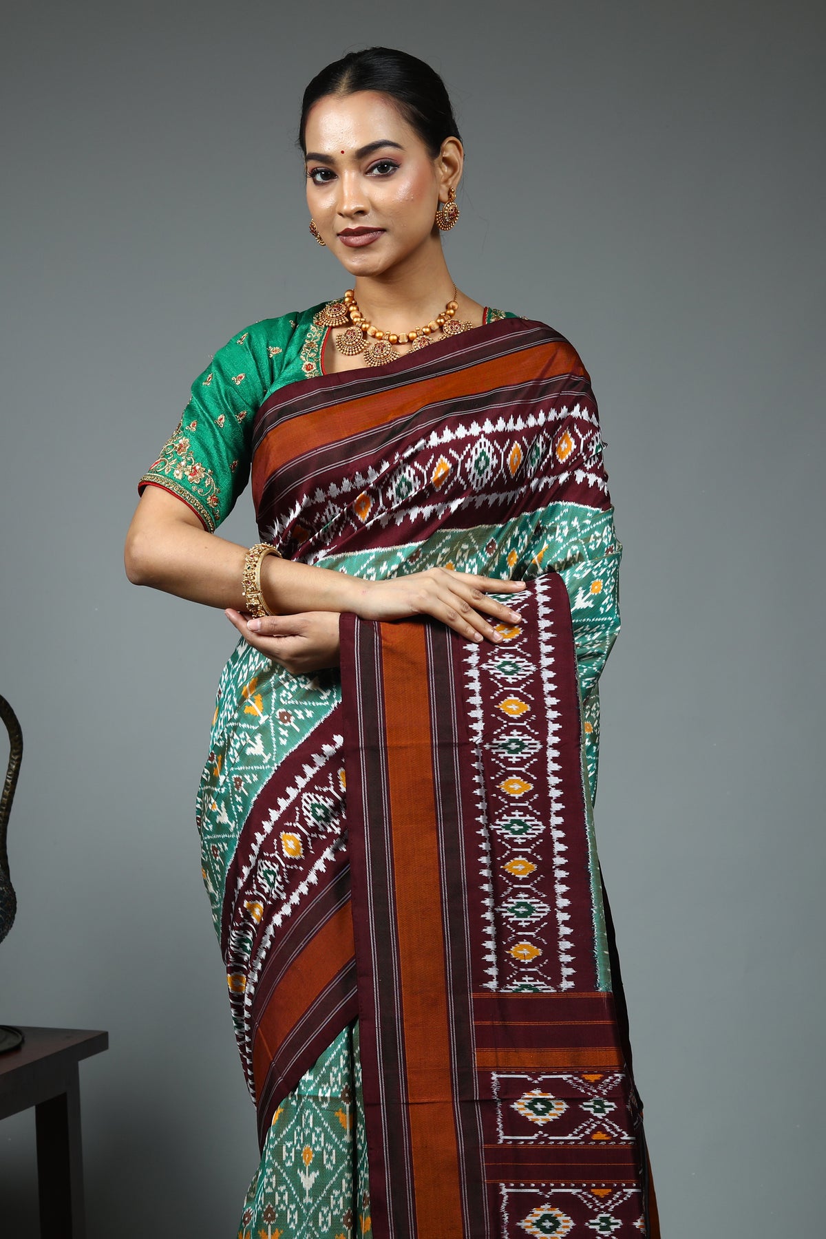 Green Ikkat Saree