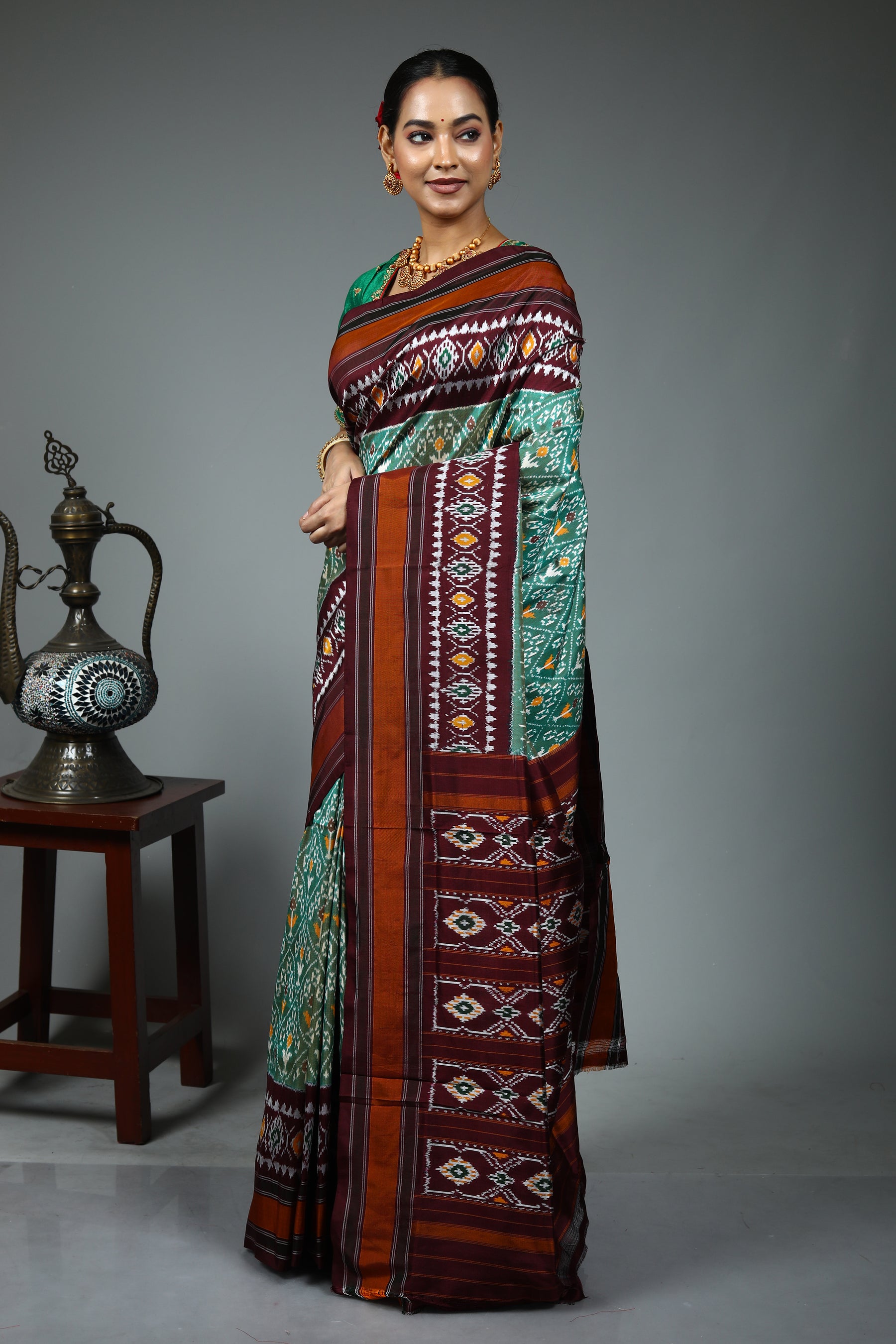 Green Ikkat Saree