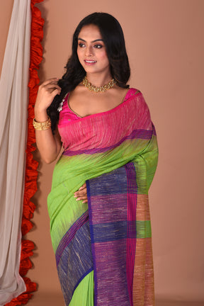 Green Blended Ghicha Tussar Saree