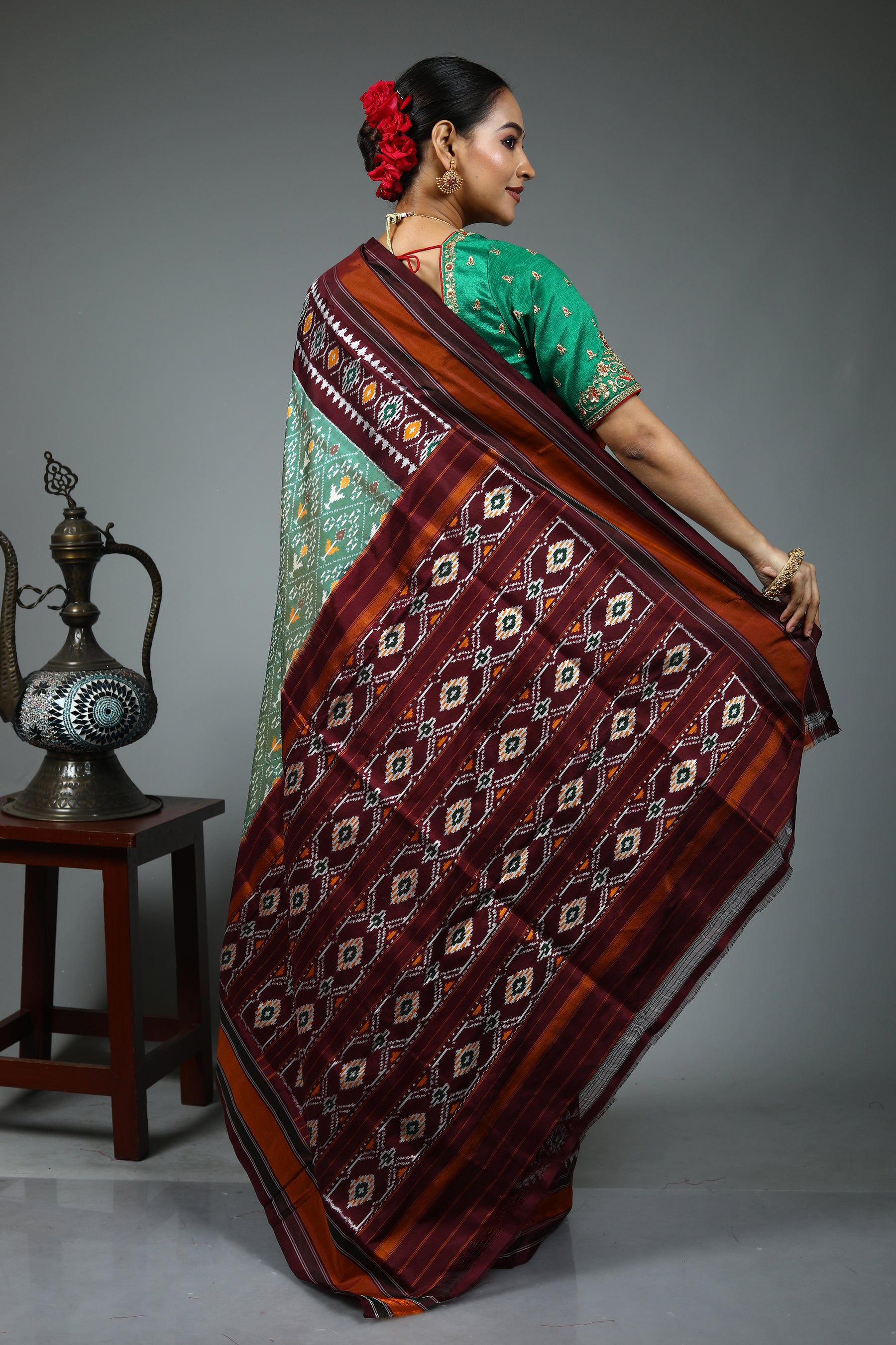 Green Ikkat Saree