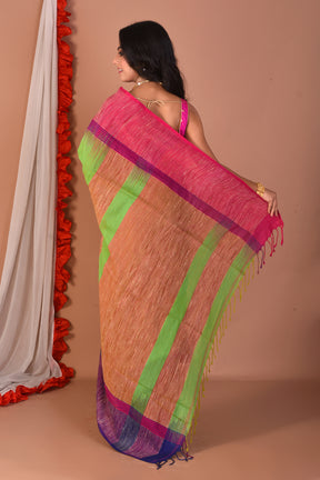 Green Blended Ghicha Tussar Saree