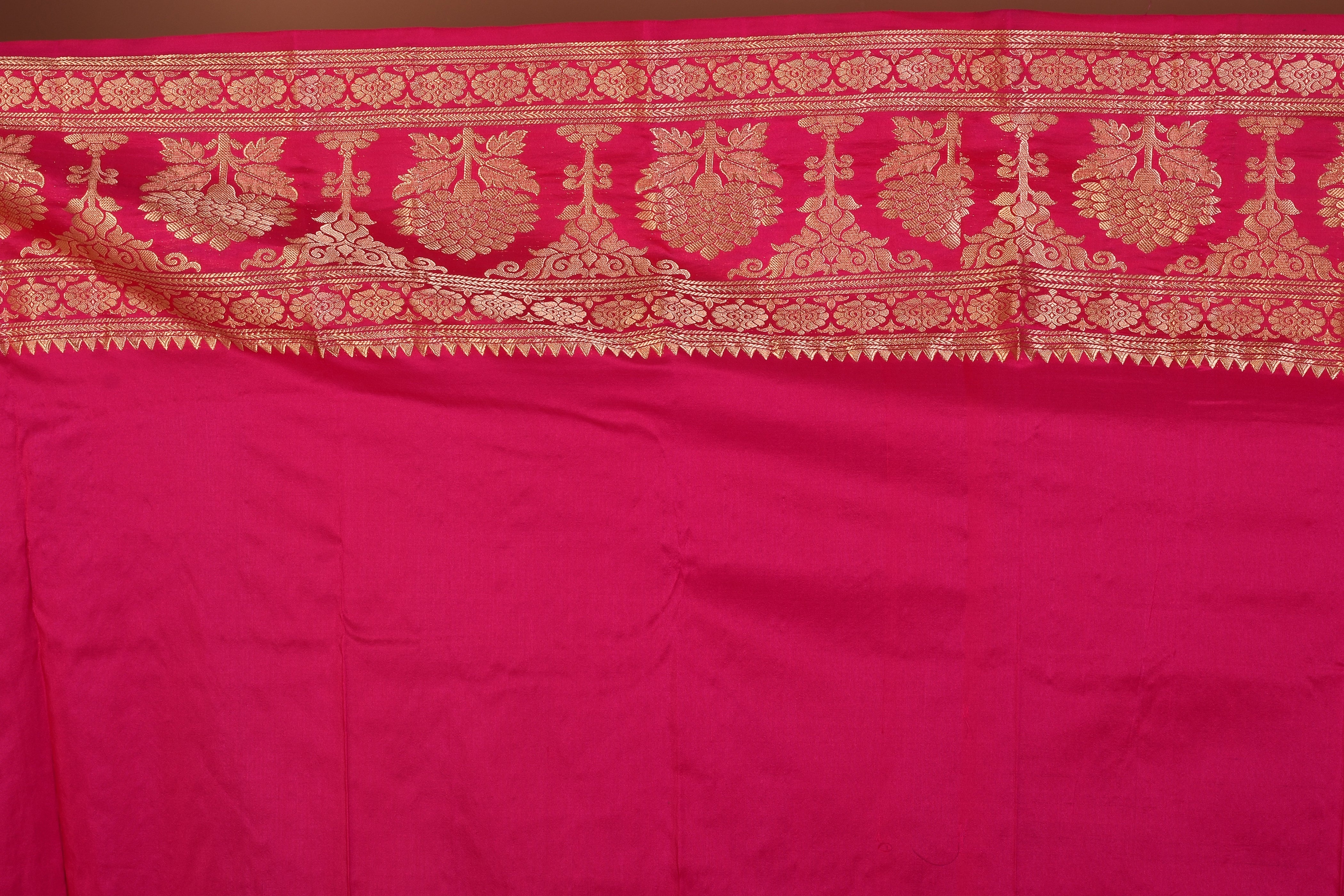 Green Pure Kanjivaram Saree with Magenta Borders - Keya Seth Exclusive