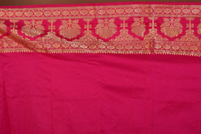 Green Pure Kanjivaram Saree with Magenta Borders - Keya Seth Exclusive