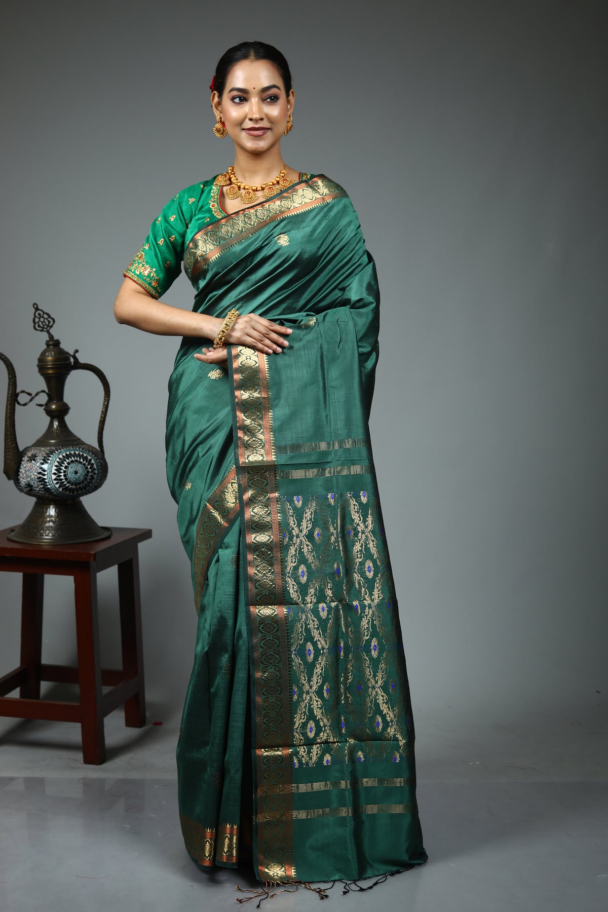Green Gadwal Saree
