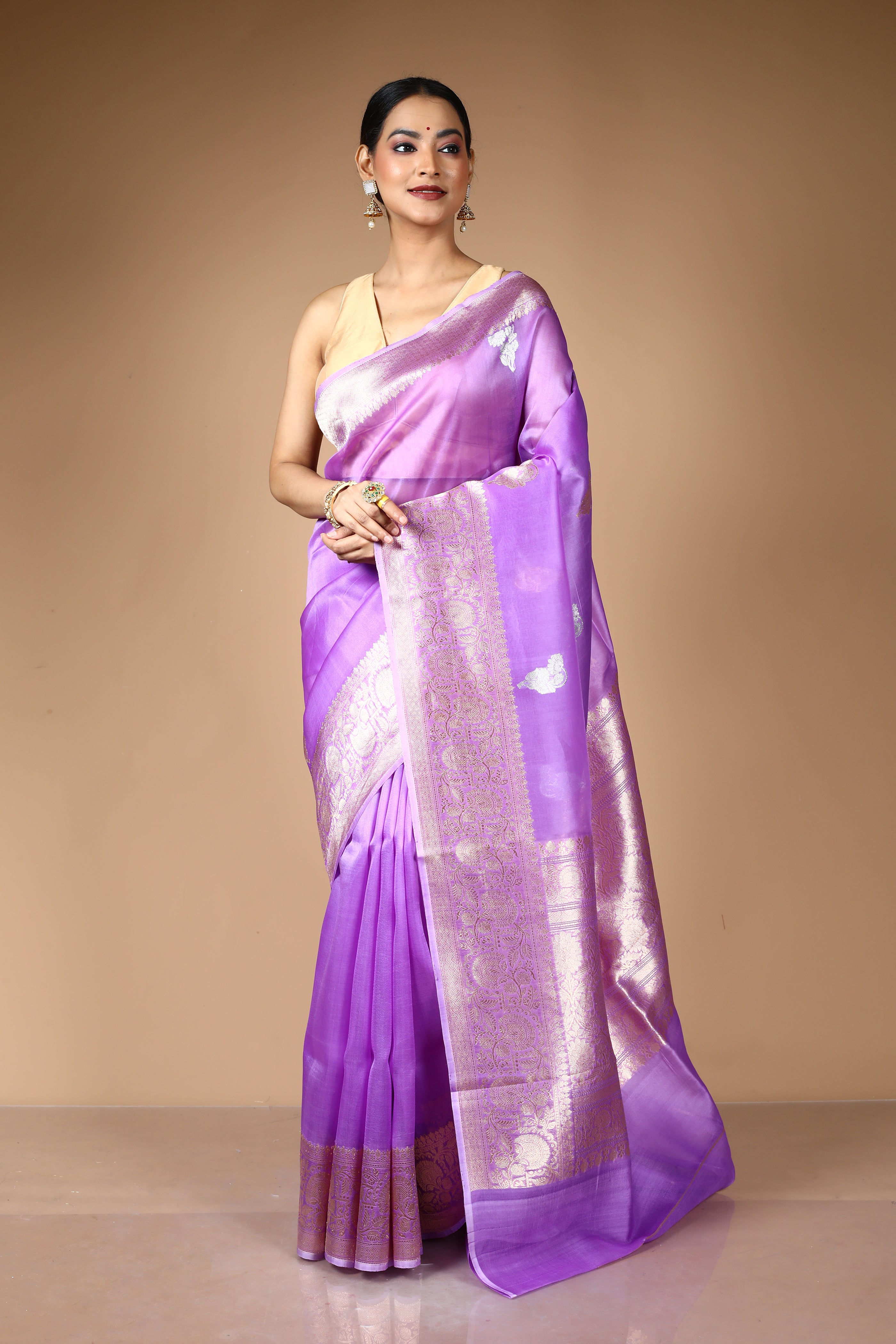 Purple Pure Kora Saree