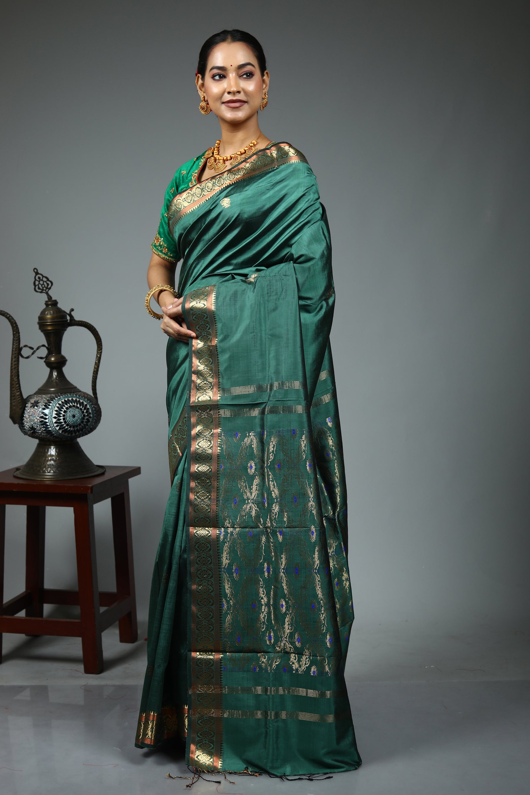 Green Gadwal Saree