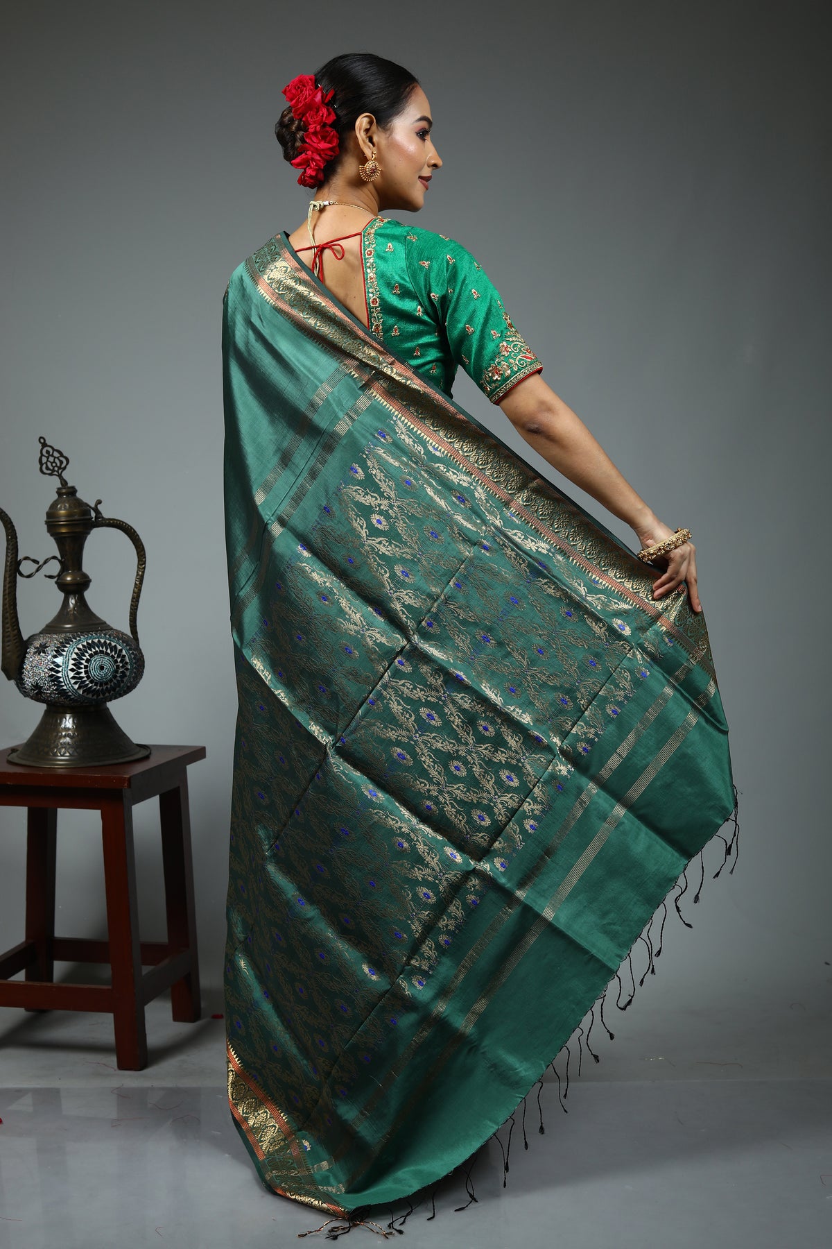 Green Gadwal Saree