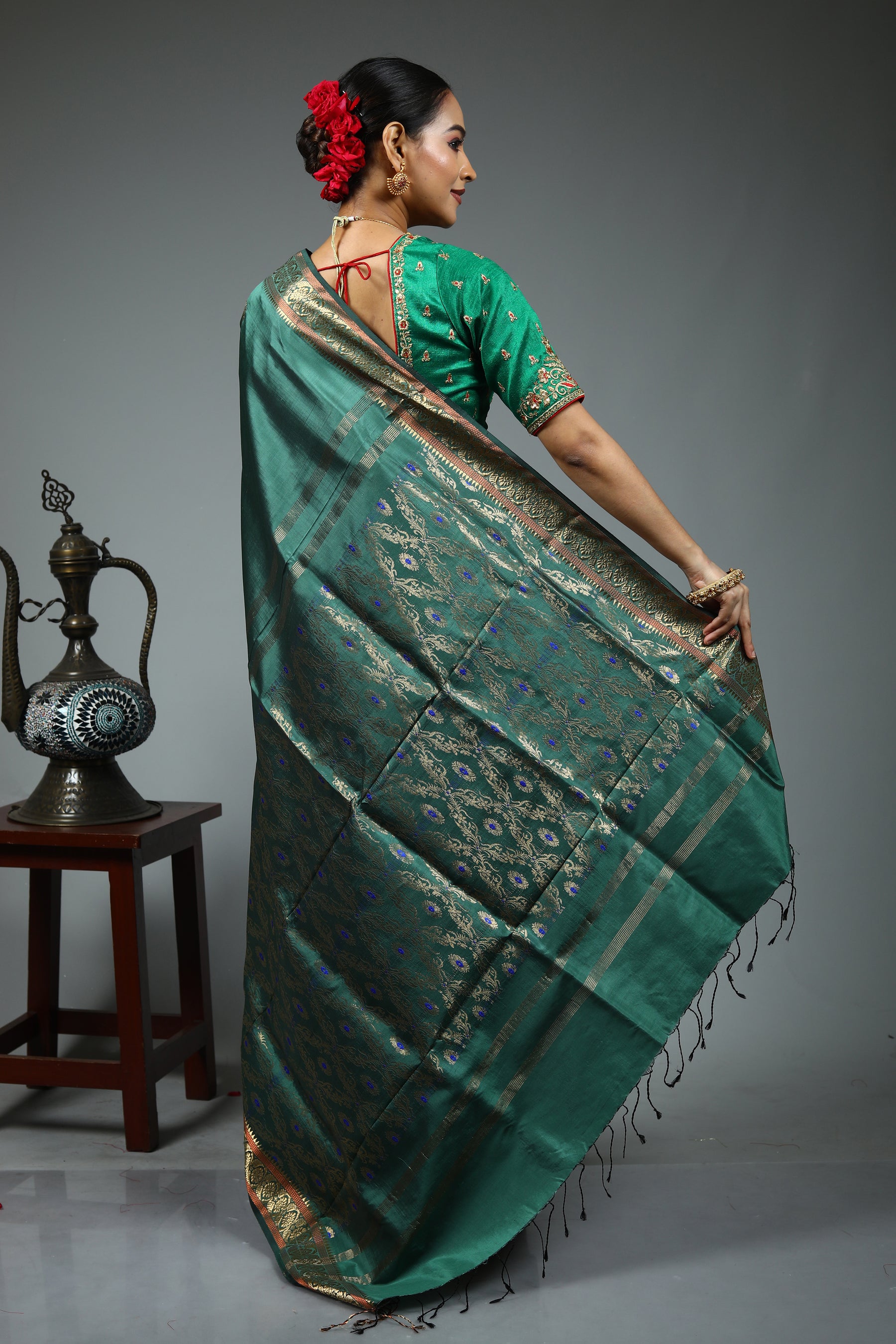 Green Gadwal Saree