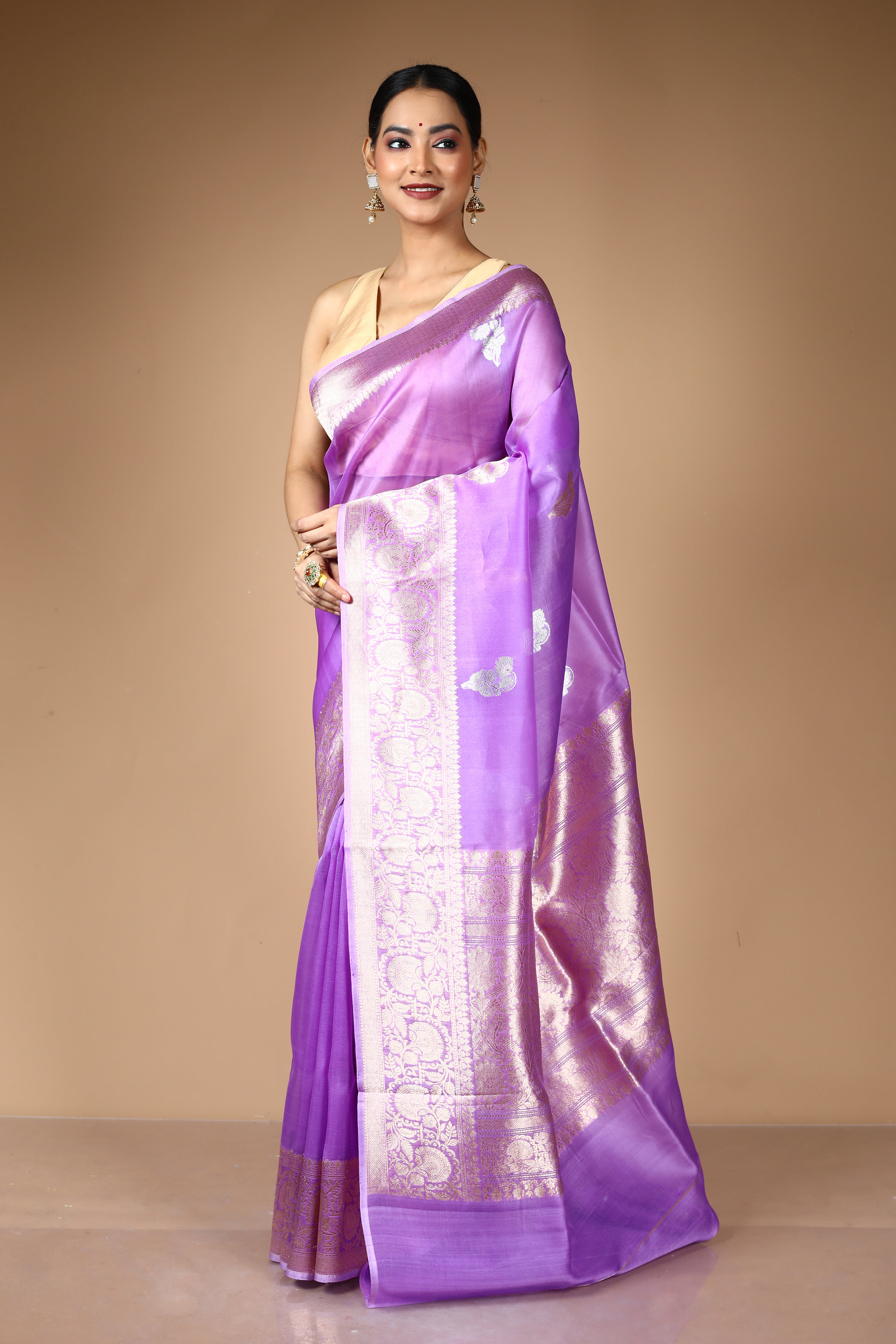 Purple Pure Kora Saree