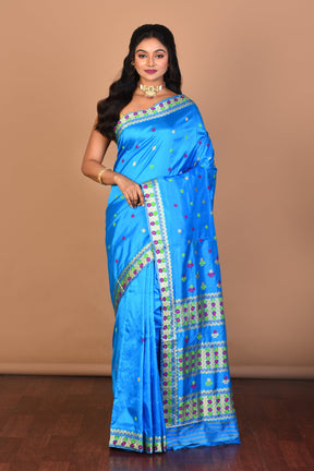 Blue Pure Silk Saree with Blouse Piece - Keya Seth Exclusive