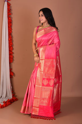 Pink Blended Katan Silk Saree