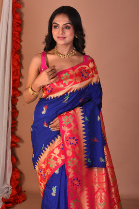 Blue Blended Paithani Silk Saree
