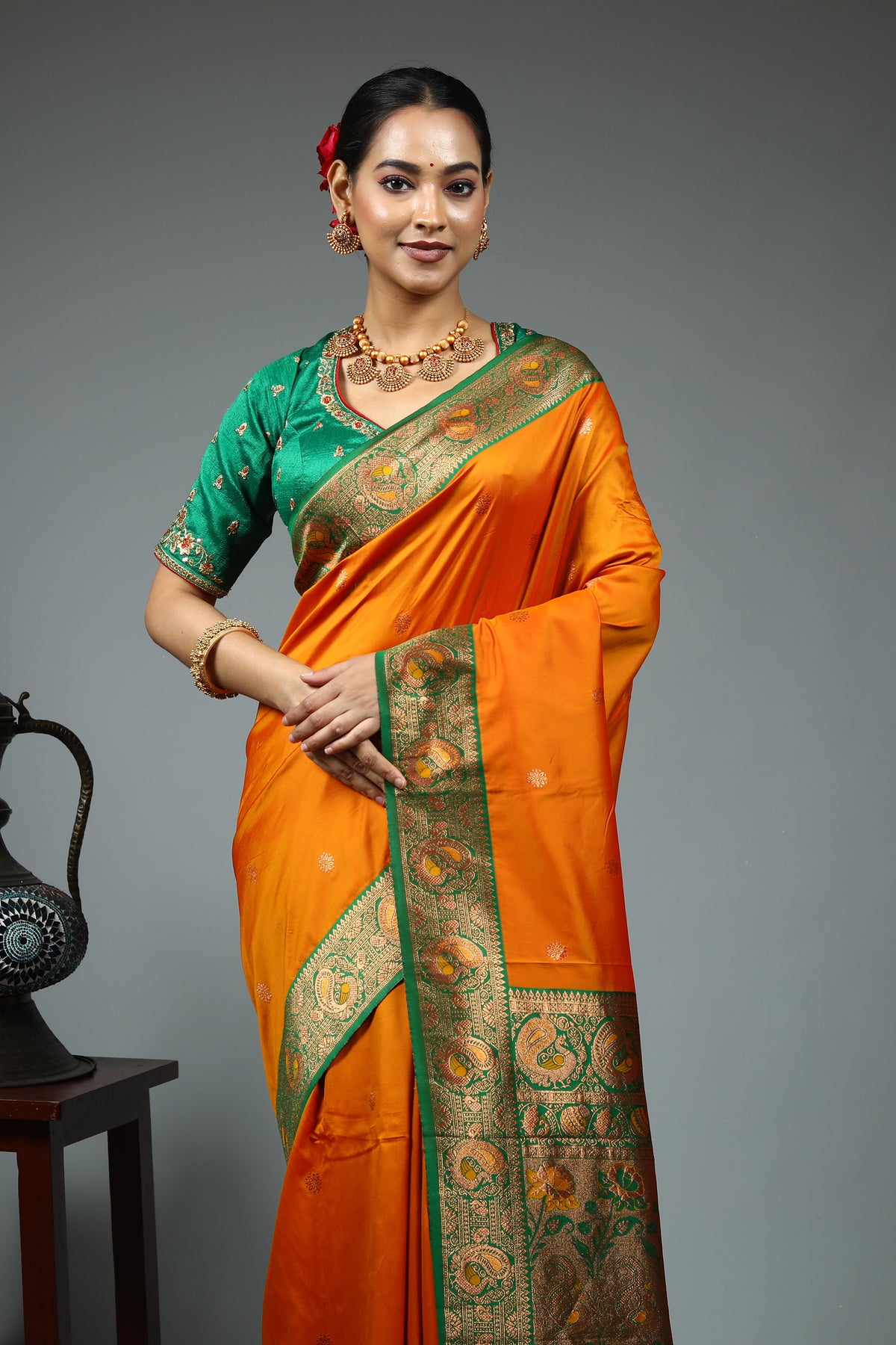 Yellow Blended Silk Saree
