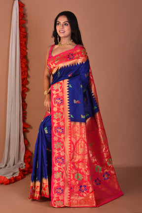 Blue Blended Paithani Silk Saree