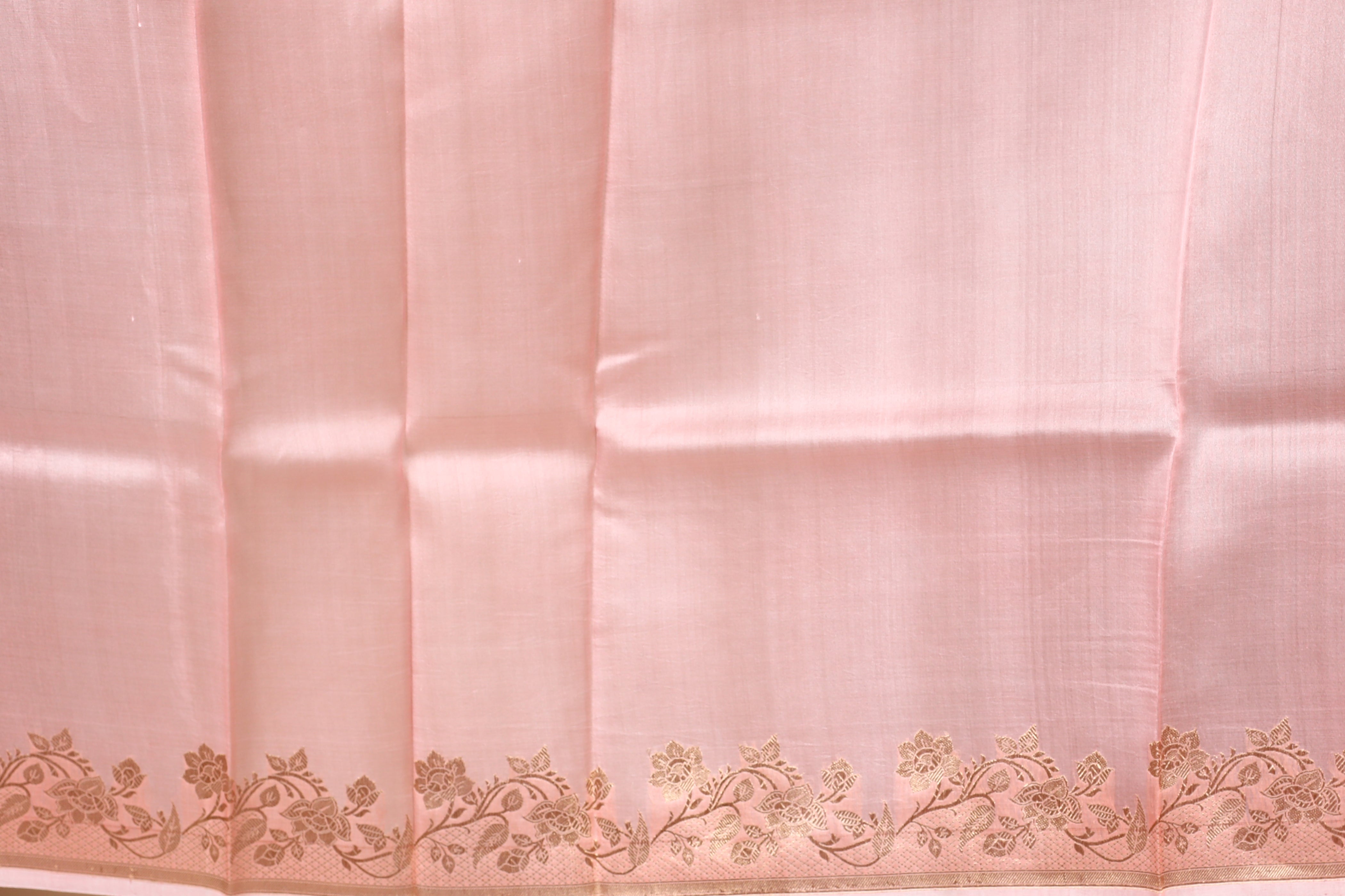 Peach Pure Kore Silk Saree