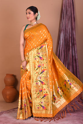 Mustard Blended Paithani Saree with Golden Zari - Keya Seth Exclusive