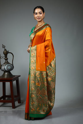 Yellow Blended Silk Saree