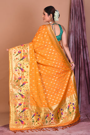 Mustard Blended Paithani Saree with Golden Zari - Keya Seth Exclusive