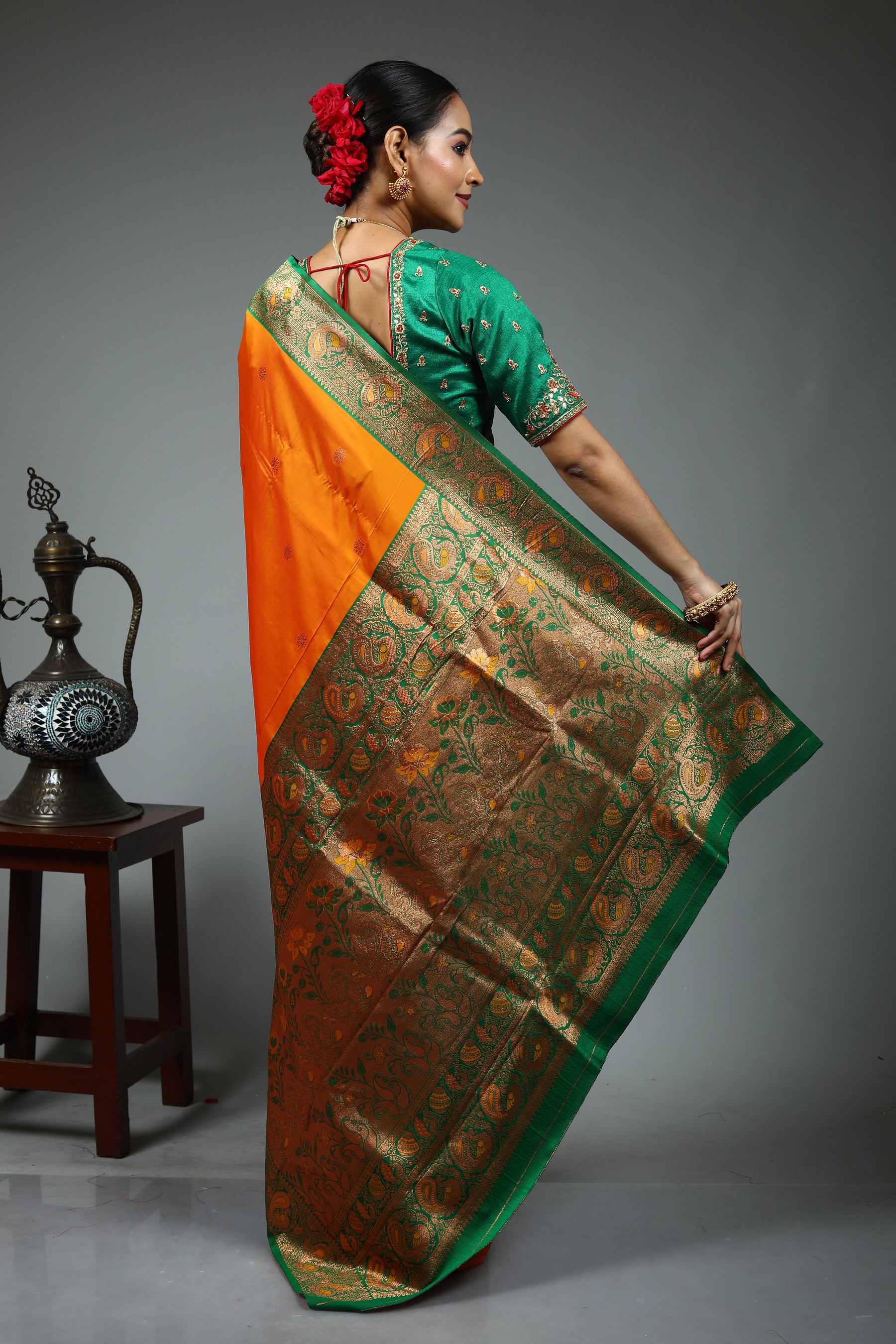 Yellow Blended Silk Saree