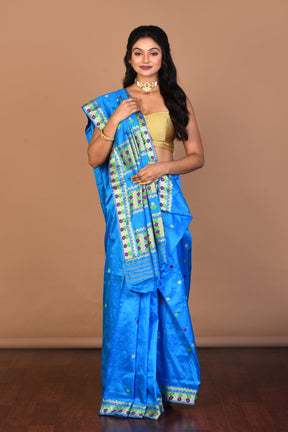 Blue Pure Silk Saree with Blouse Piece - Keya Seth Exclusive