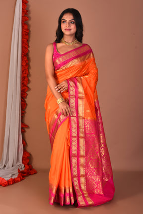 Orange Pure Kanjivaram Silk Saree - Keya Seth Exclusive