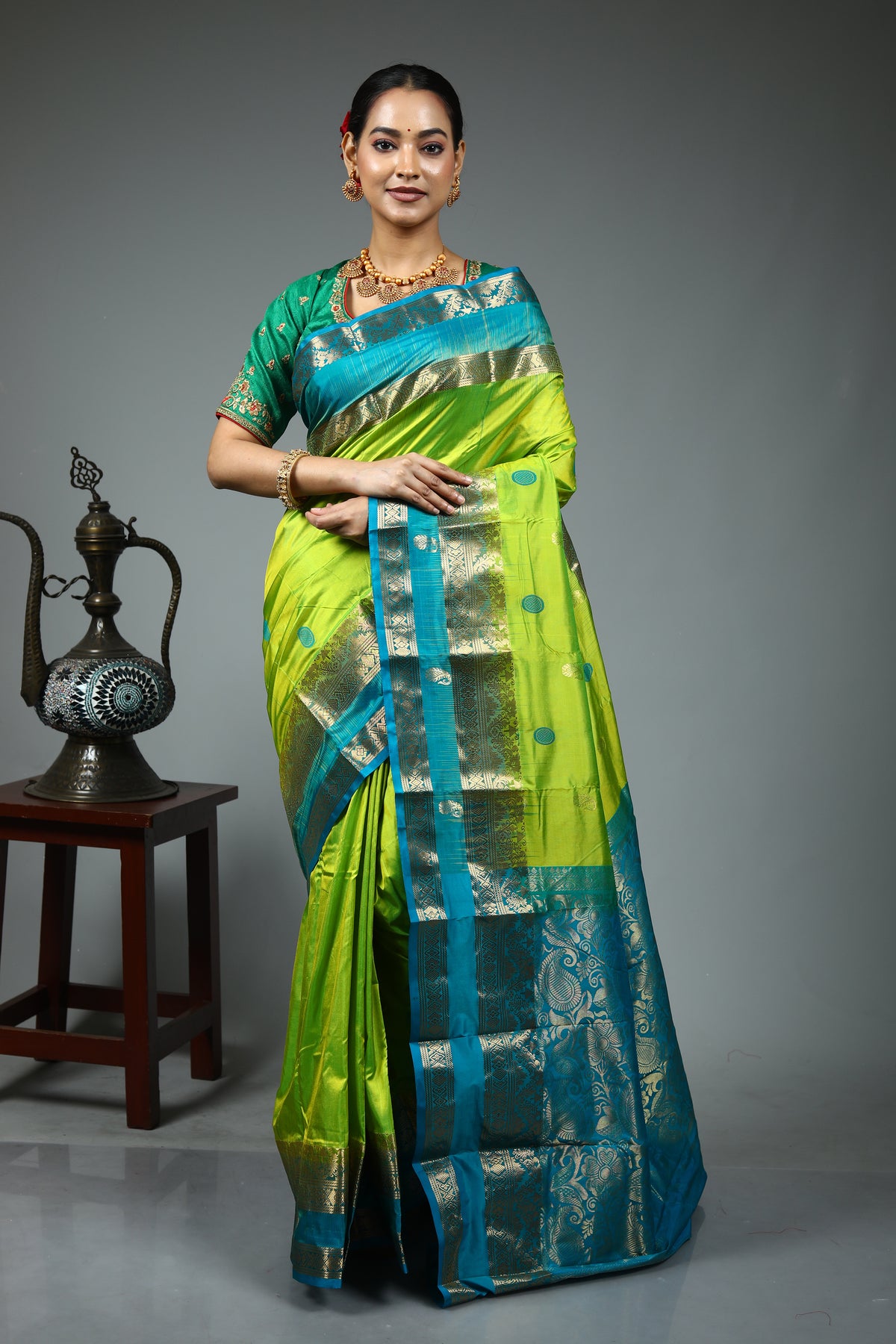 Leaf Green Pure Kanjivaram Silk Saree