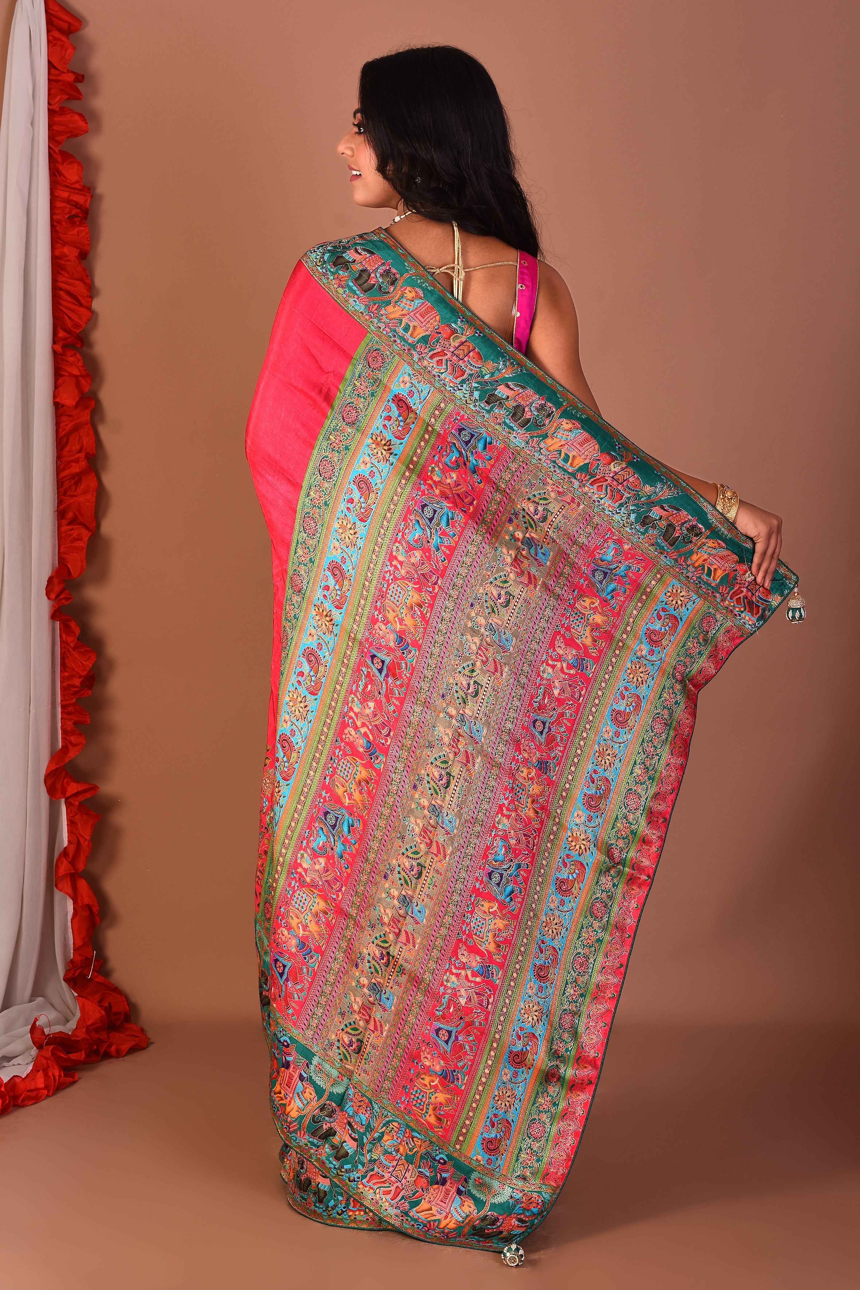 Pink Blended Printed Silk Saree - Keya Seth Exclusive