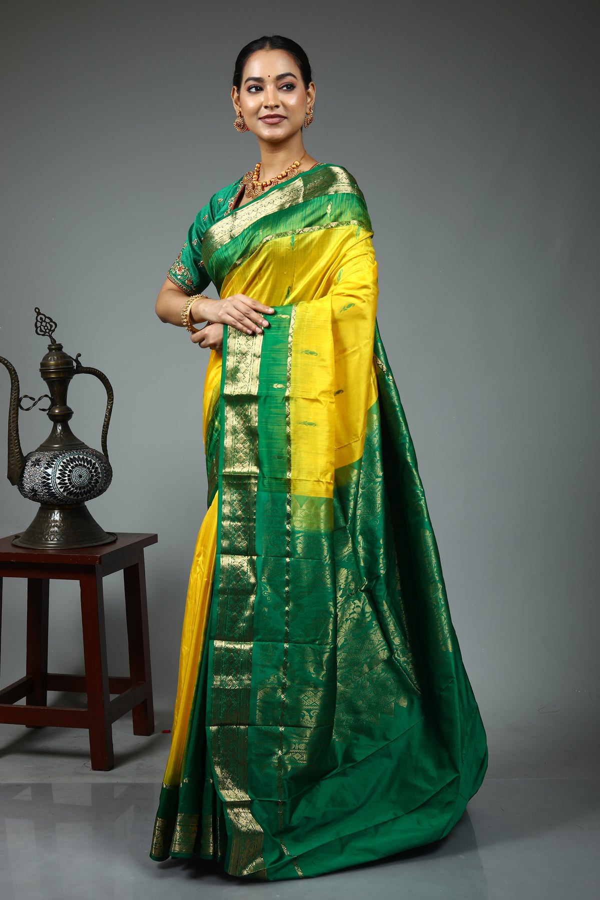Yellow Pure Kanjivaram Silk Saree