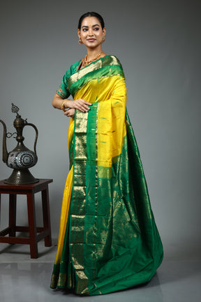 Yellow Pure Kanjivaram Silk Saree