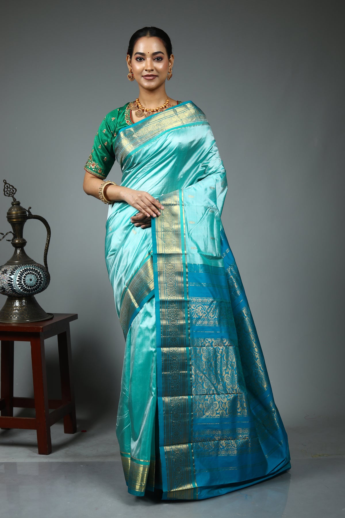 Blue Pure Kanjivaram Silk Saree