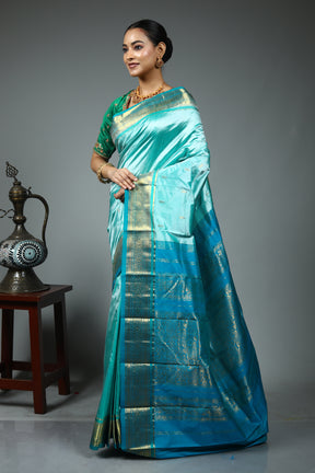 Blue Pure Kanjivaram Silk Saree