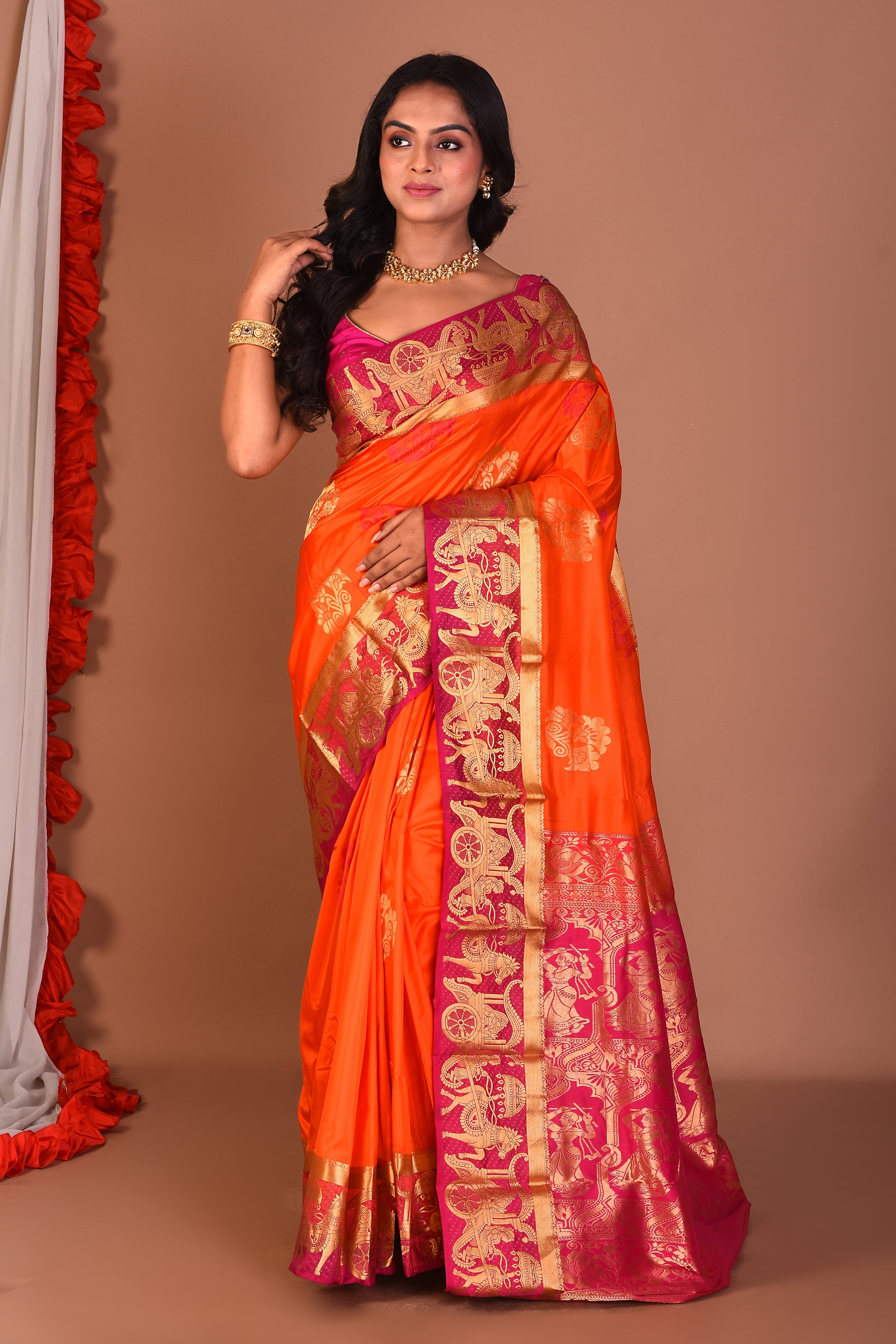 Orange Pure Kanjivaram Silk Saree - Keya Seth Exclusive