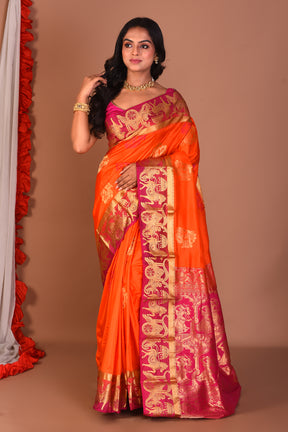 Orange Pure Kanjivaram Silk Saree - Keya Seth Exclusive