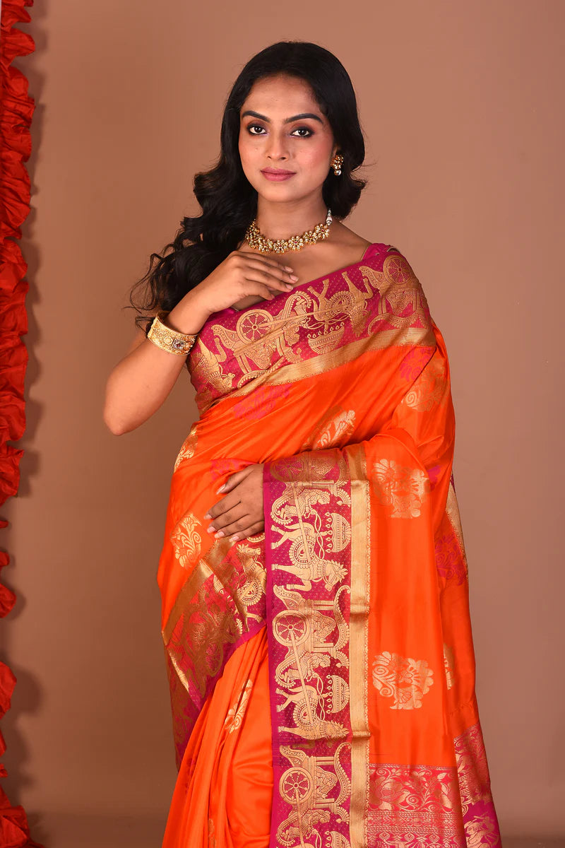 Orange Pure Kanjivaram Silk Saree - Keya Seth Exclusive