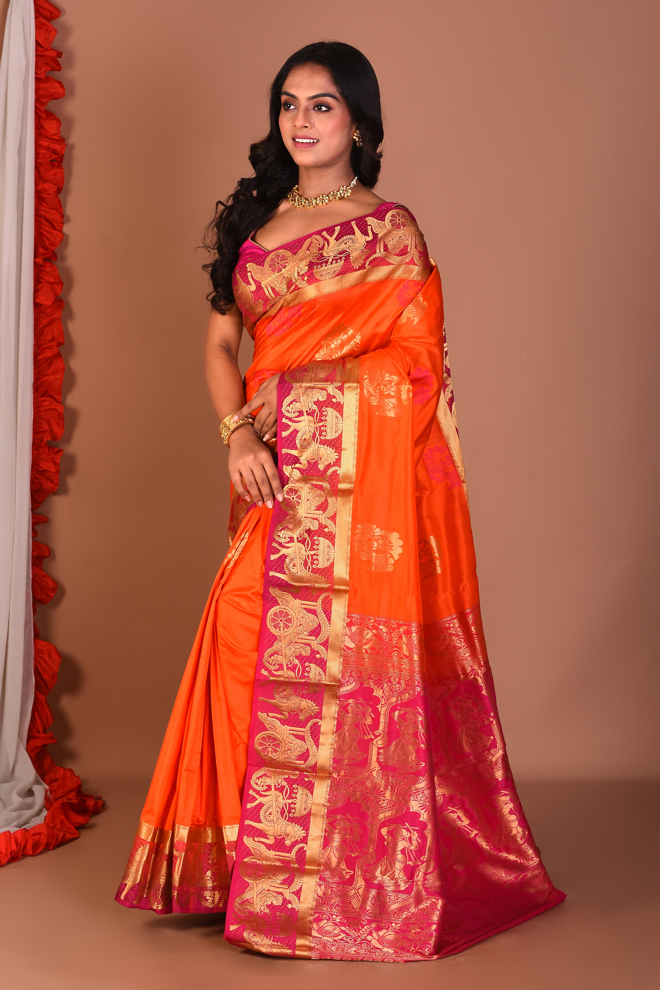 Orange Pure Kanjivaram Silk Saree - Keya Seth Exclusive