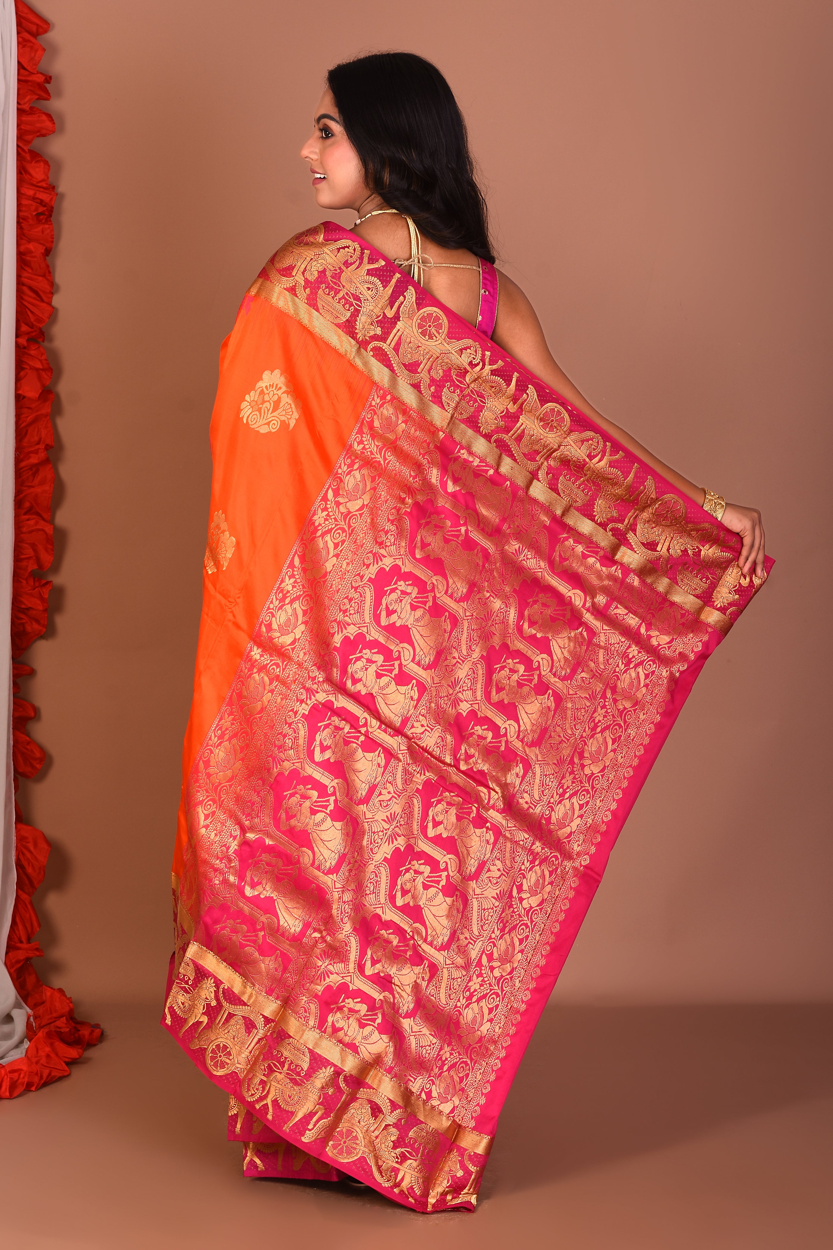 Orange Pure Kanjivaram Silk Saree - Keya Seth Exclusive