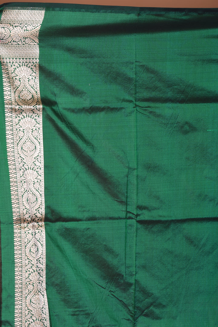 Green Pure Katan Saree with Golden Zari - Keya Seth Exclusive