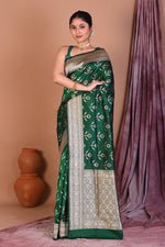 Load image into Gallery viewer, Green Pure Katan Saree with Golden Zari - Keya Seth Exclusive
